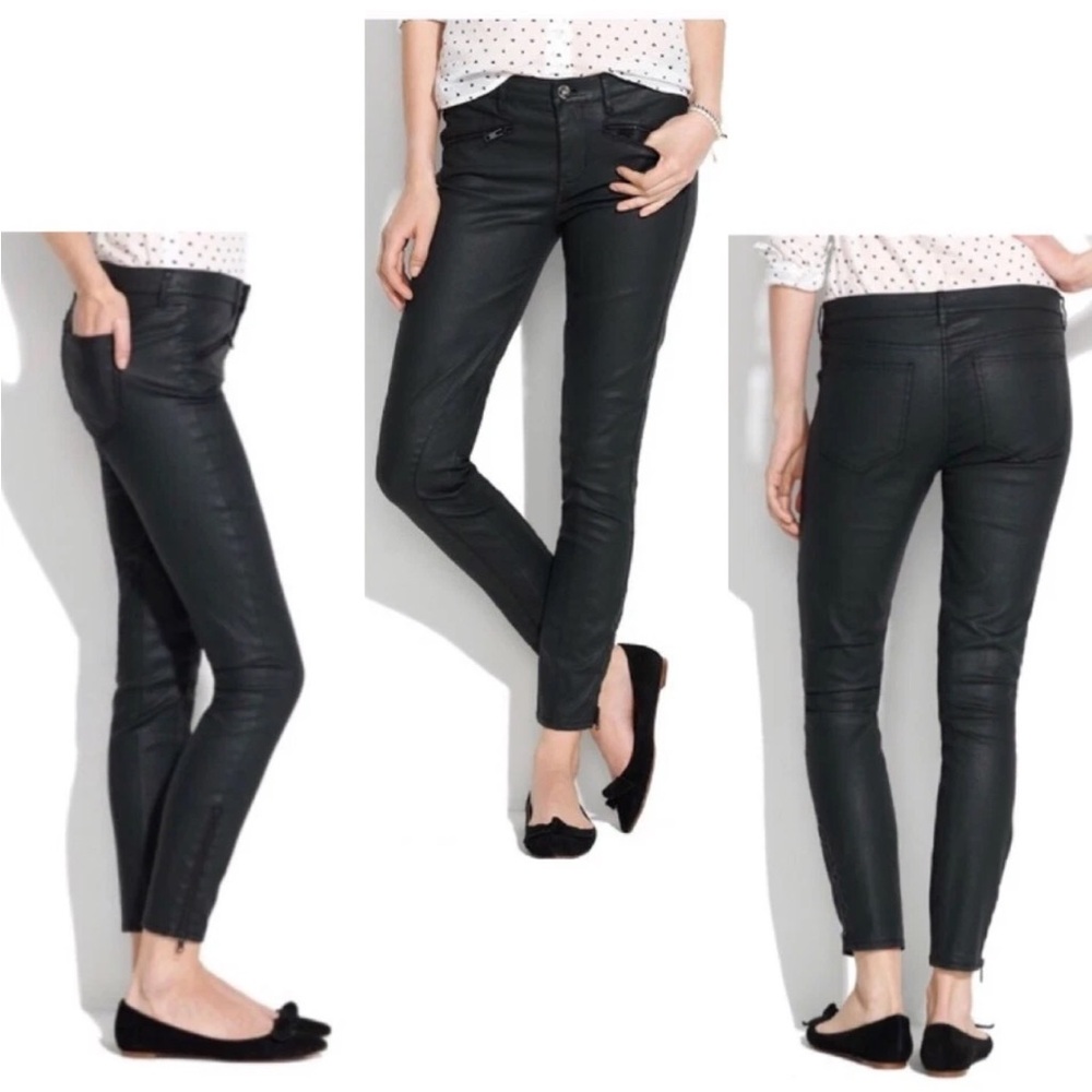 Madewell Skinny Ankle Coated Motorcycle Zip Jeans 26